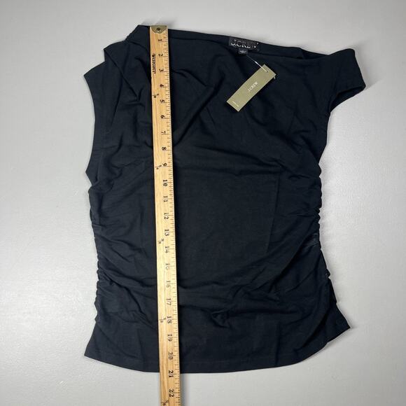 J Crew Stretch Cotton Blend Off The Shoulder Top Womens Small Black Asymmetrical - Picture 4 of 7